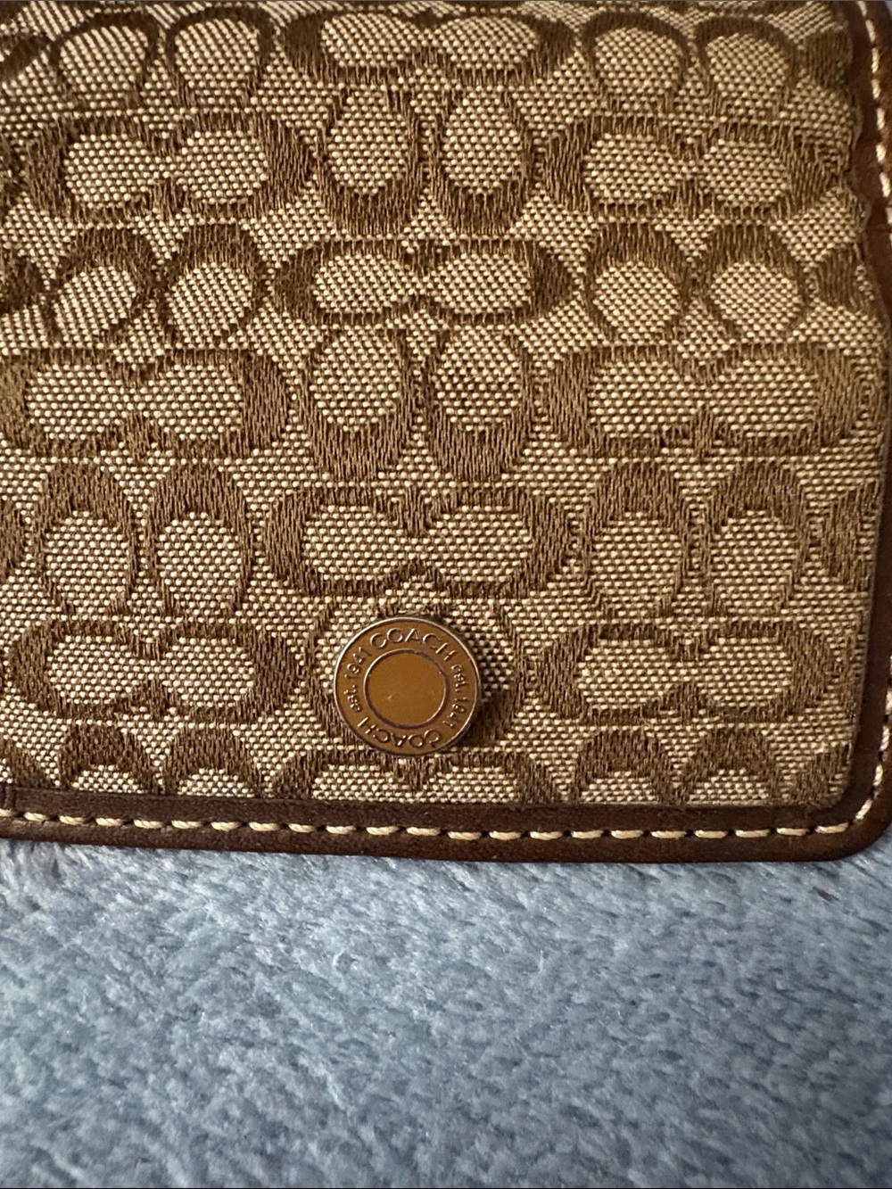 Coach Brown Signature Canvas Contact Lens Case with Leather Trim - Picture 2 of 10